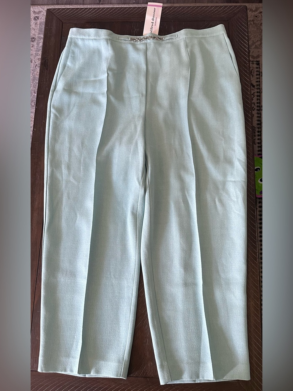 NWT Alfred Dunner Woman Aqua Tailored Straight-Leg Petite Trousers